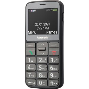 Panasonic KX-TU160 telefon komórkowy dla seniora (połączenia priorytetowe, kolorowy wyświetlacz TFT 2.4", duże klawisze z podświetleniem), czarny