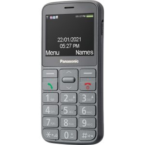 Panasonic KX-TU160 telefon komórkowy dla seniora (połączenia priorytetowe, kolorowy wyświetlacz TFT 2.4", duże klawisze z podświetleniem), szary