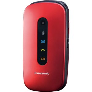 Panasonic KX-TU456 telefon dla seniora z klapką (książka telefoniczna, dziennik połączeń, połączenia priorytetowe, zestaw głośnomówiący), czerwony