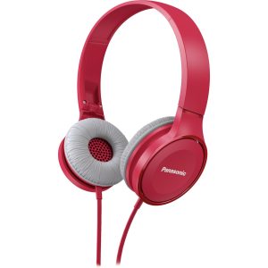 Panasonic RP-HF100 stylowe słuchawki nauszne przewodowe z mikrofonem (30mm przetwornik z magnesem neodymowym, składane do wewnątrz, wygodne), różowe