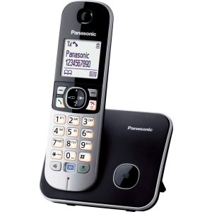Panasonic KX-TG6811 cyfrowy telefon DECT (redukcja szumu, podtrzymanie zasilania z akumulatora, książka telefoniczna), czarno-srebrny