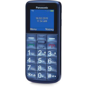 Panasonic KX-TU110 telefon komórkowy dla seniora (połączenia priorytetowe, jasny, kolorowy wyświetlacz TFT LCD, duże przyciski, dioda LED), niebieski