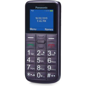 Panasonic KX-TU110 telefon komórkowy dla seniora (połączenia priorytetowe, jasny, kolorowy wyświetlacz TFT LCD, duże przyciski, dioda LED), fioletowy