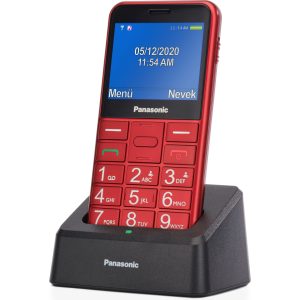 Panasonic KX-TU155 telefon komórkowy dla seniora (połączenia priorytetowe, czytelny ekran 2.4", podświetlane przyciski, jasna latarka LED), czerwony