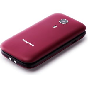 Panasonic KX-TU400 telefon dla seniora z klapką (łatwa obsługa, połączenia priorytetowe, zestaw głośnomówiący, długi czas pracy baterii), czerwony