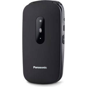Panasonic KX-TU446 telefon dla seniora z klapką (połączenia priorytetowe, podświetlane przyciski, długa praca baterii, odporność na wstrząsy), czarny