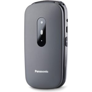 Panasonic KX-TU446 telefon dla seniora z klapką (połączenia priorytetowe, podświetlane przyciski, długa praca baterii, odporność na wstrząsy), szary