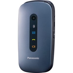 Panasonic KX-TU456 telefon dla seniora z klapką (książka telefoniczna, dziennik połączeń, połączenia priorytetowe, zestaw głośnomówiący), niebieski