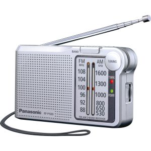Panasonic RF-P150 kieszonkowe radio FM/AM z tunerem cyfrowym (łatwe i stabilne strojenie, duża skala z pokrętłem, głośnik 5.7cm, na baterie), srebrne
