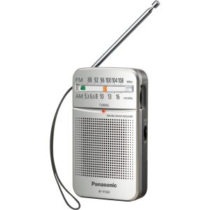 Panasonic RF-P50 kieszonkowe radio FM/AM z tunerem cyfrowym (łatwe i stabilne strojenie, duża skala z pokrętłem, głośnik 5.7cm, na baterie), srebrne