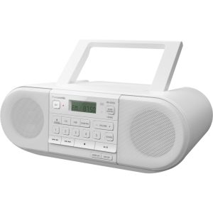 Panasonic RX-D550 przenośny odbiornik radiowy o dużej mocy 20W (CD, Bluetooth, USB, pełnozakresowe głośniki 8cm, Sound Booster, na baterie), biały