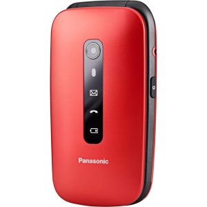 Panasonic KX-TU550 telefon dla seniora z klapką (4G VoLTE Clear Call, duży ekran 2,8", aparat 1,2 MP, połączenia priorytetowe SOS, tryb głośnomówiący), czerwony