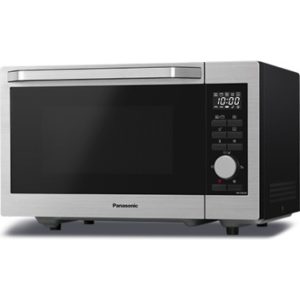 Panasonic NN-C69KSM wielofunkcyjna kuchenka mikrofalowa (30l, 1000W, 5 poziomów mocy, 30 programów, grill kwarcowy 1000W, patelnia i ruszty), srebrna